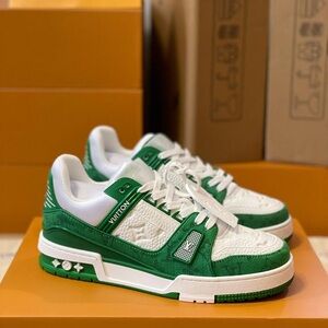 Louis Vuitton Green and White Sneakers
